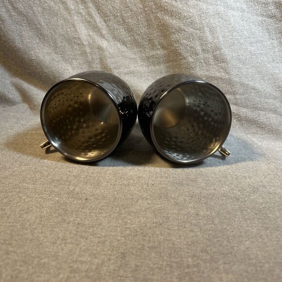 PAIR OF HAMMERED STAINLESS STEEL MOSCOW MULE MUGS ECO ONE / SILVER ONE INTL. - Picture 8 of 8